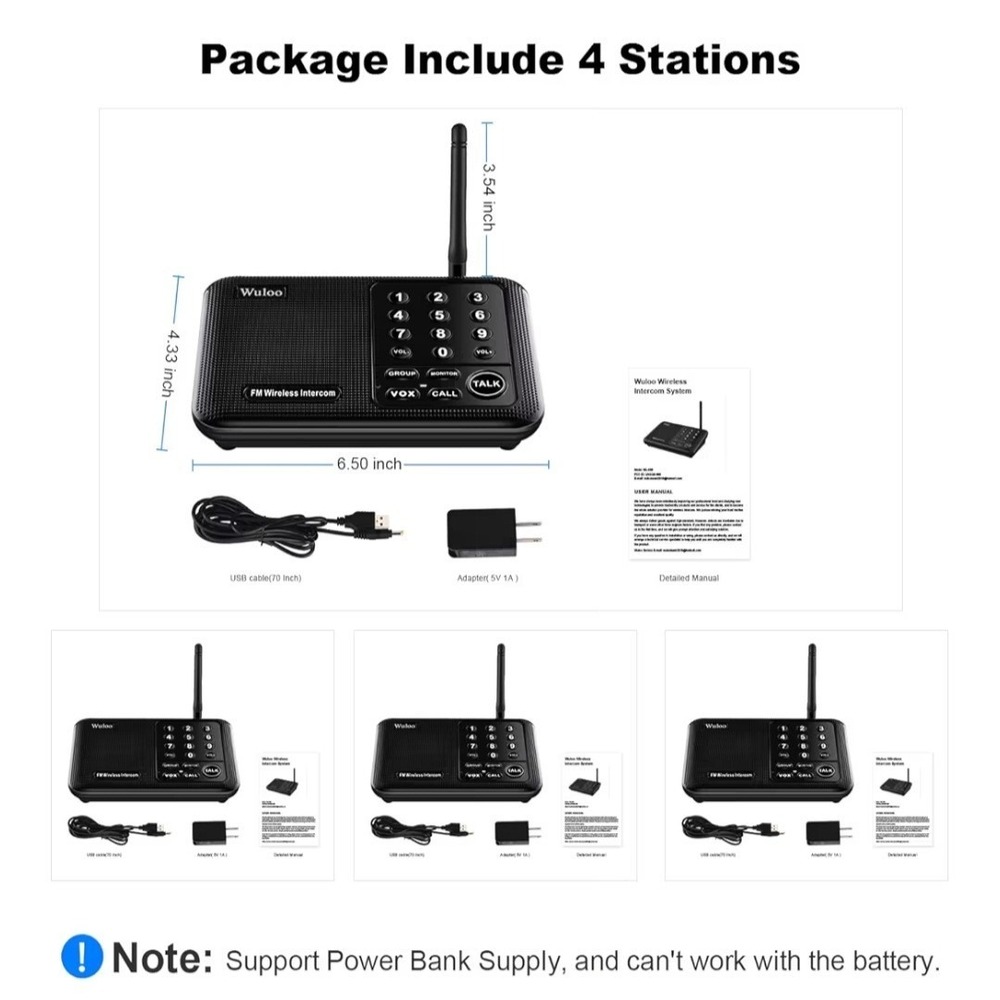 10 Channel Wireless Intercom System for Home Offices House Business Wuloo NEW - Picture 7 of 8
